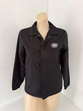 ⁠Vans Off The Wall Womens Black Coaches Jacket Windbreaker Size S International⁠